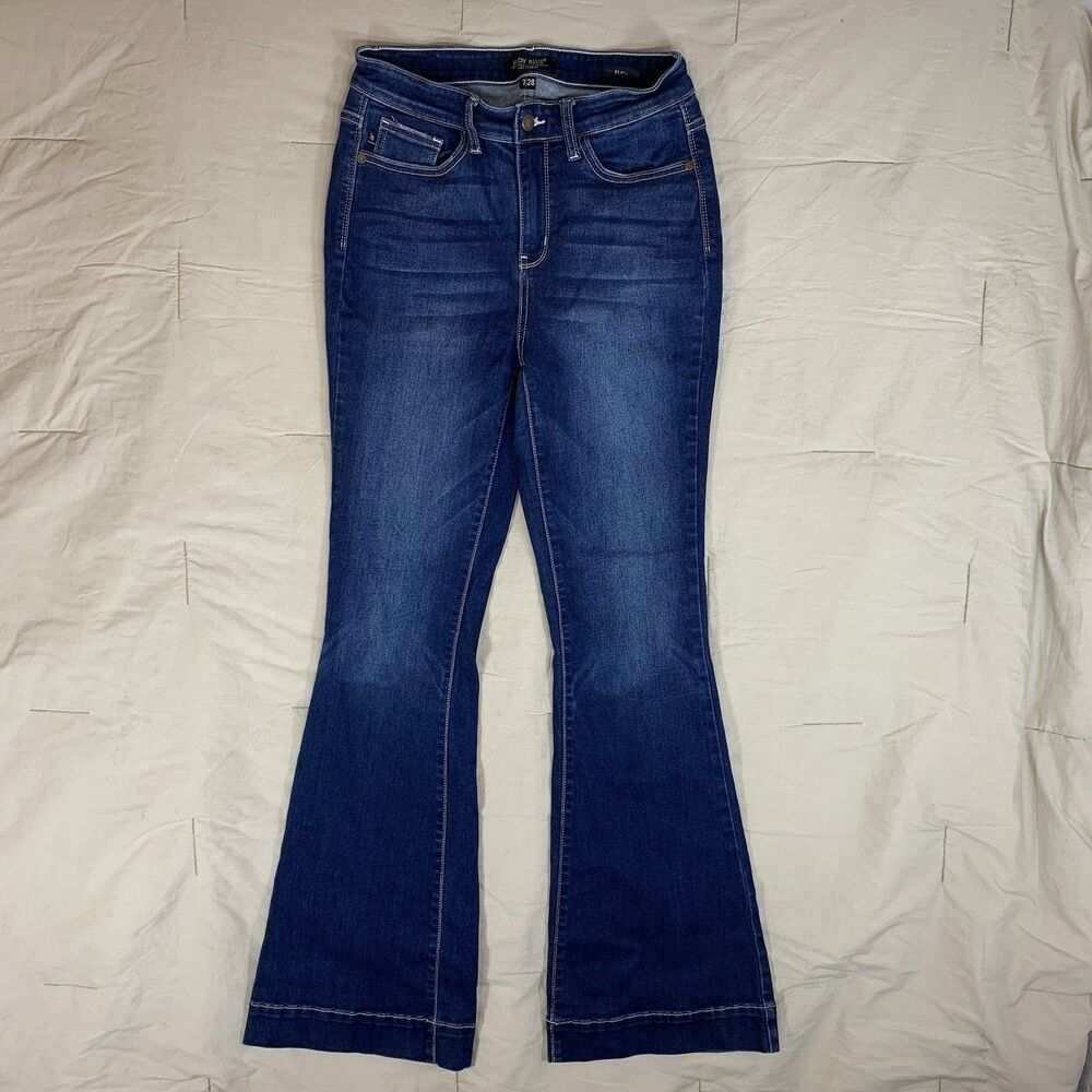 Judy Blue Jeans Womens 7/28 Blue Flare High Rise 82395 28 X 33